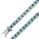 Blautopas Tennisarmband Silber 925 wasserblaue Edelsteine