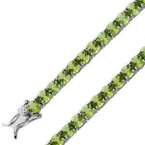 Peridot Tennisarmband Silber 925 grüne Edelsteine