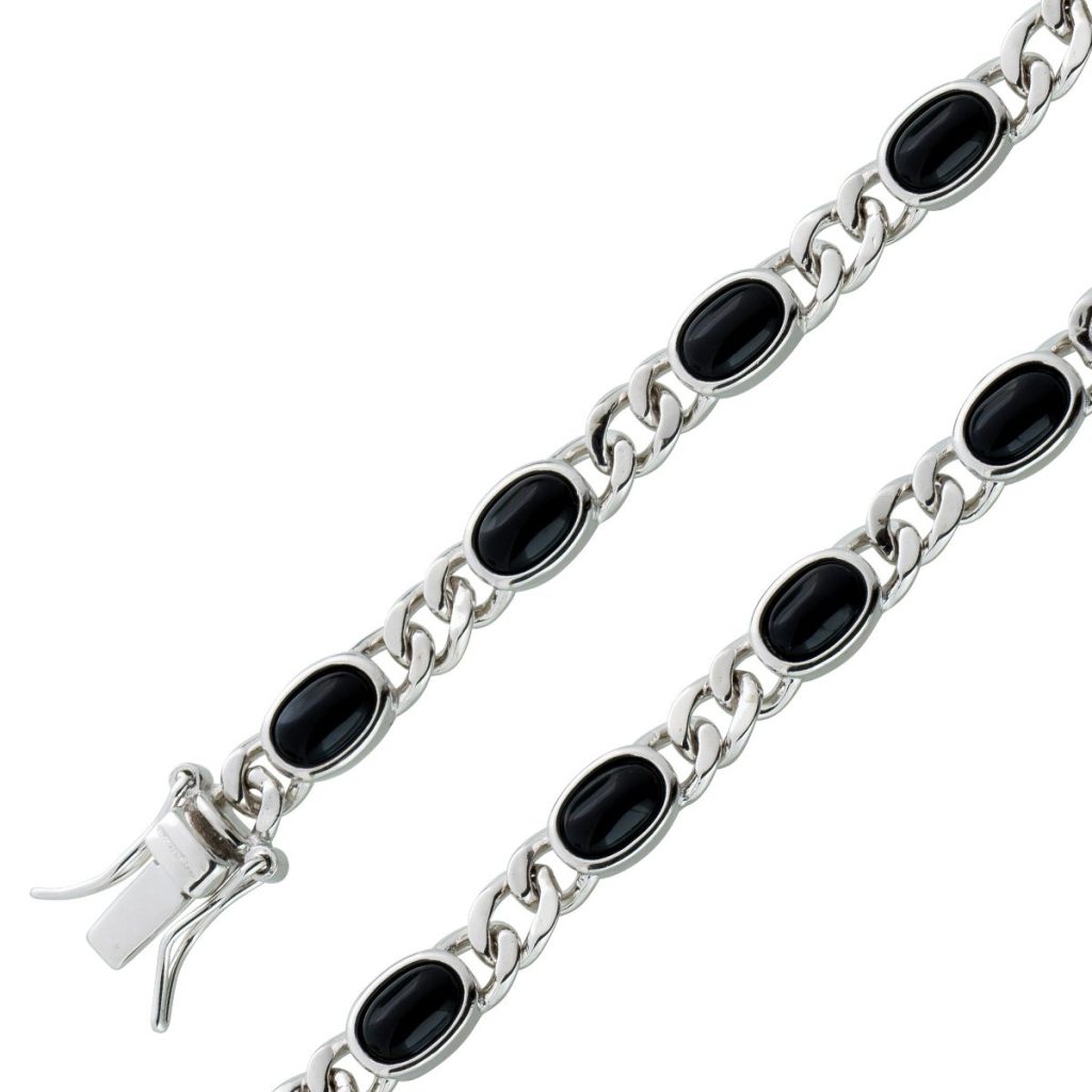 Onyx Armband Silber 925 schwarze Edelsteine
