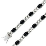 Onyx Armband Silber 925 schwarze Edelsteine