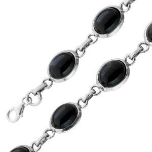 Onyx Armband Silber 925 schwarze Edelsteine 25ct.
