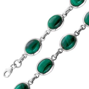 Malachit Armband Silber 925 grüne Edelsteine 30ct
