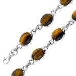 Tigerauge Armband Silber 925 gold braune Edelsteine 25ct