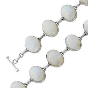 Mondstein Armband Silber 925 Regenbogen Edelsteine 50ct