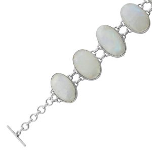 Mondstein Armband Silber 925 Regenbogen Edelsteine 85ct