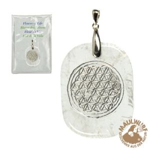 Bergkristall Anhänger Silber 925 Blume des Lebens Gravur Bergkristall