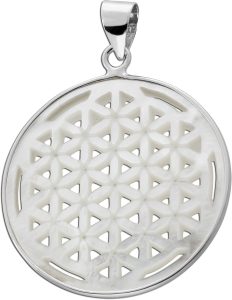 Blume des Lebens Anhänger Silber 925 Perlmutt Einlage 9.50ct.