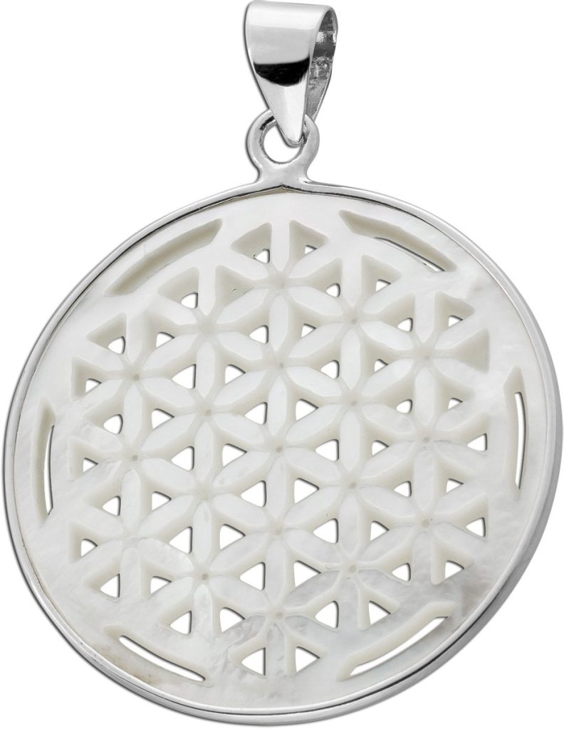 Blume des Lebens Anhänger Silber 925 Perlmutt Einlage 9.50ct.