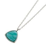 Larimarkette Silber 925 Larimar Natur Edelstein 13.6×10.9mm