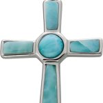 Kreuz Larimar Anhänger Silber 925 hellblaue Edelsteine