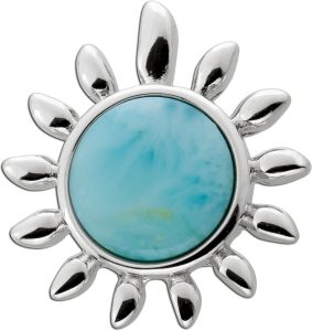 Larimar Anhänger Sonne Silber 925 hellblauer Edelstein 3.0ct.