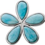 Larimar Blumen Anhänger Silber 925 hellblaue Edelsteine 5.0ct