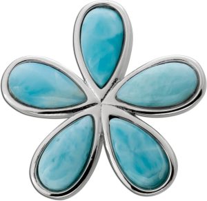 Larimar Blumen Anhänger Silber 925 hellblaue Edelsteine 5.0ct