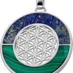 Blume des Lebens Anhänger Silber 925 Lapislazuli 5.4ct Malachit 7.0ct