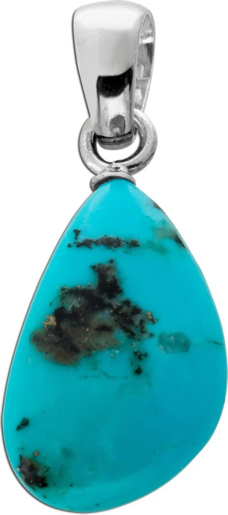 Türkis Anhänger Silber 925 blauer Türkis Trommelstein 13-19ct.