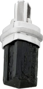 Schörl Edelstein Anhänger Sterlingsilber 925 schwarzer Turmalin