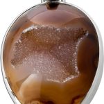 Achat Edelstein Anhänger Sterlingsilber 925 braune Druse 51.35ct.