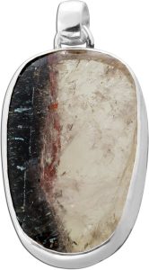 Rutilquarz Anhänger Sterlingsilber 925 weiß schwarzer Edelstein 60ct