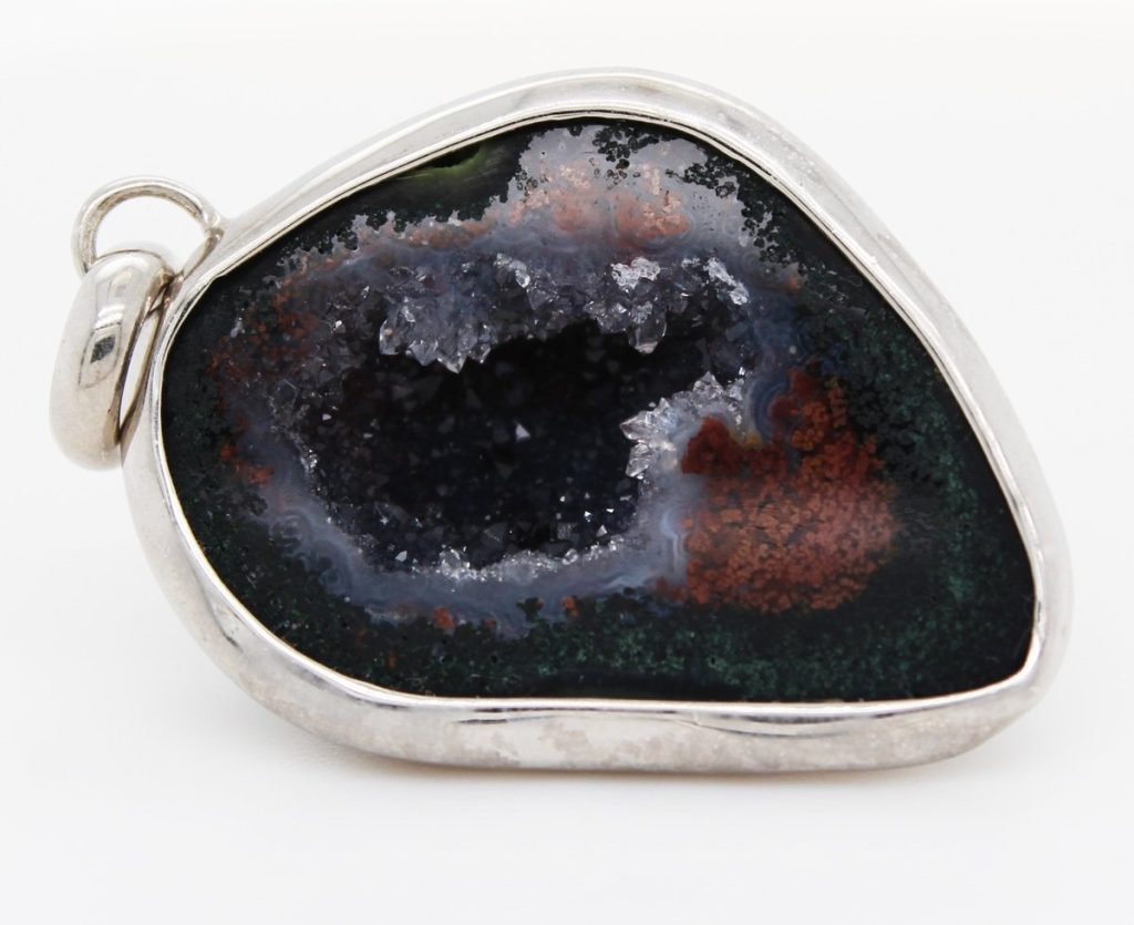 Achat Anhänger Sterlingsilber 925 violette rote Druse 53ct Edelstein