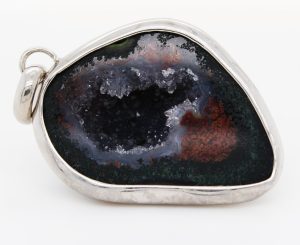 Achat Anhänger Sterlingsilber 925 violette rote Druse 53ct Edelstein