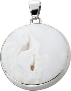 Achat Anhänger Sterlingsilber 925 schneeweiße Edelstein Druse 41ct.