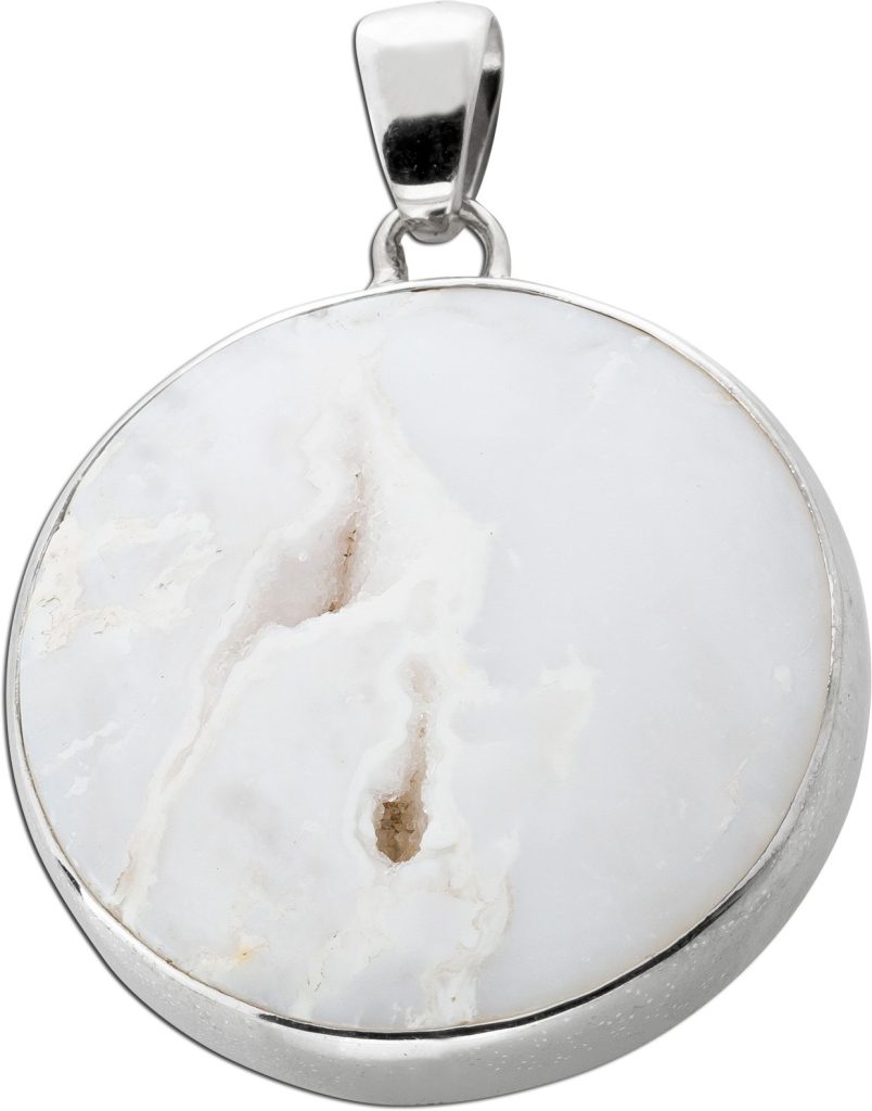 Achat Anhänger Sterlingsilber 925 schneeweiße Edelstein Druse 41ct.