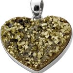 Herz Pyrit Anhänger Silber 925 gold grüner Edelstein 36.0ct.