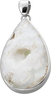 Achat Anhänger Silber 925 schneeweiße Edelstein Druse 38.0ct.