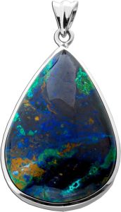 Azurit Edelsteinanhänger Sterlingsilber 925 braun grün blau 70.0ct