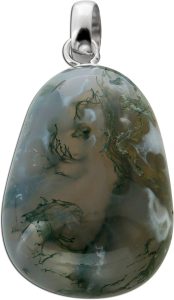 Moosachat Anhänger Sterlingsilber 925 grüner Edelstein 35.5ct