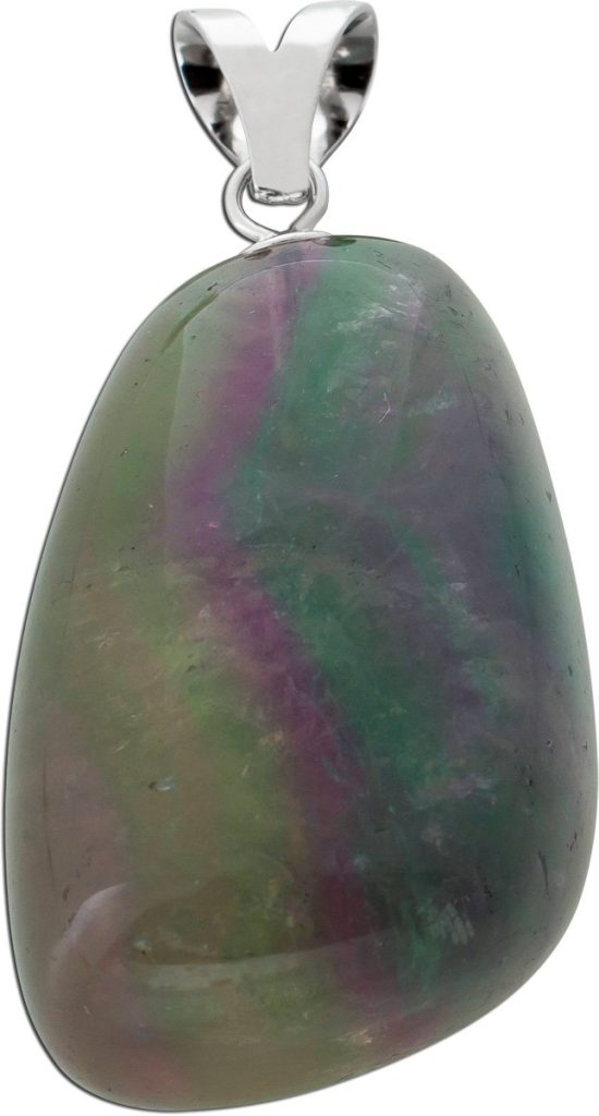 Fluorit Anhänger Silber 925 bunter Edelstein 116.2ct