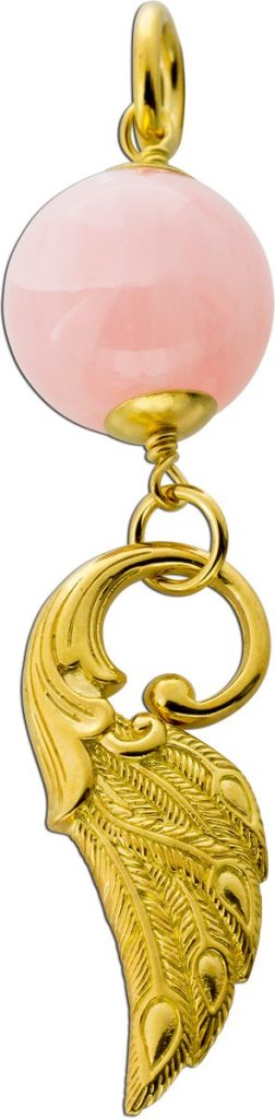 Rosenquarz Flügel Anhänger Silber vergoldet rosa Edelstein 57.6ct