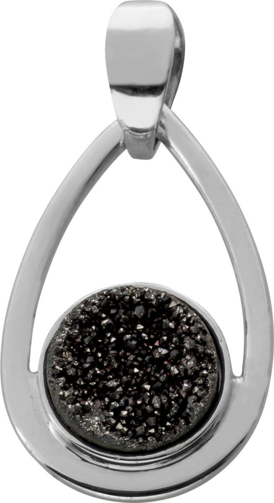 Achat Edelstein Anhänger Silber 925 schwarze Achatdruse 10.3mm