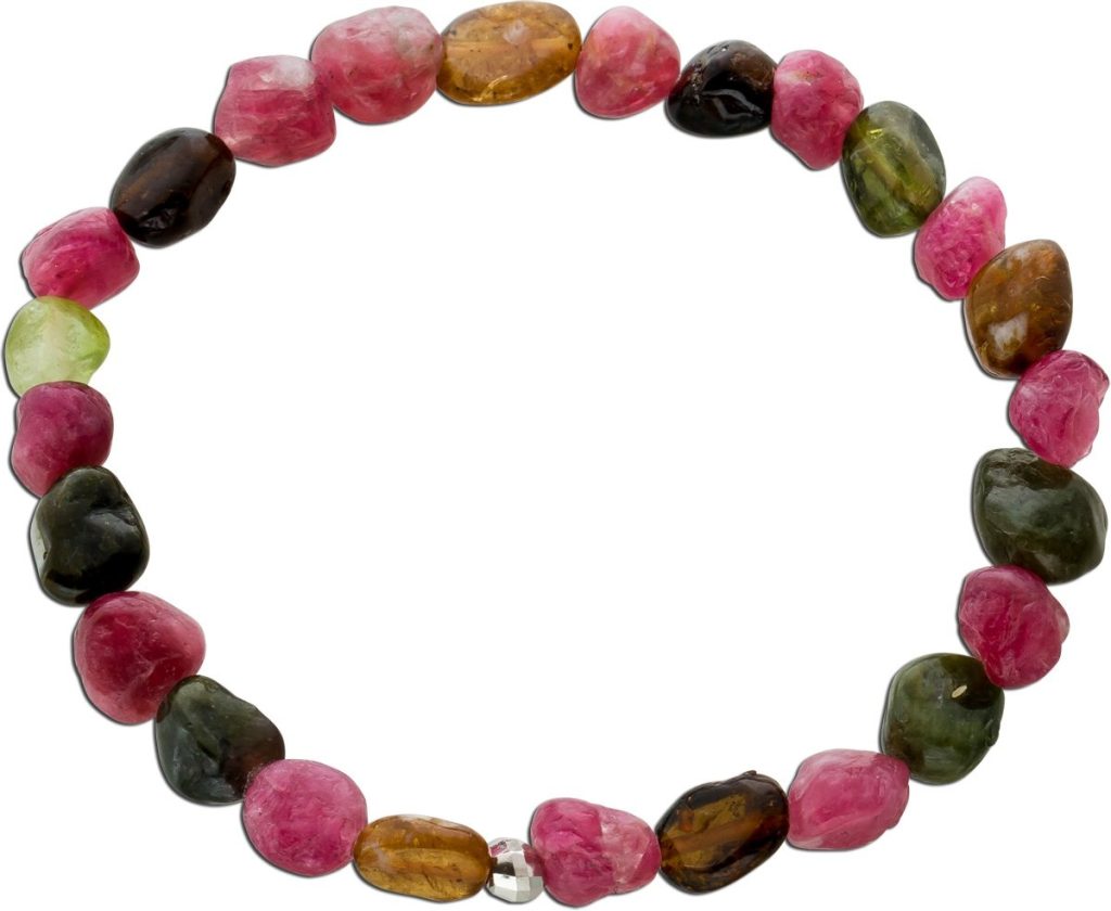 Turmalin Armband Edelstein bunte Rohsteine 6-8mm Silber 925