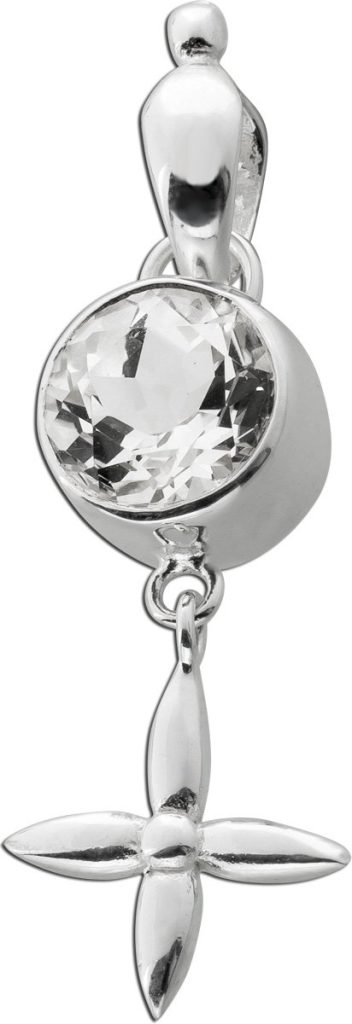 Kreuz Anhänger Silber 925 weißer Topas Edelstein 6.25ct