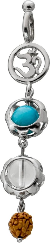 Larimar Anhänger Silber 925 Bergkristall Omzeichen Rudrakshanuss