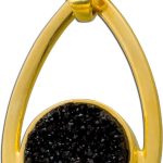 Achat Anhänger Gelbgold vergoldet schwarze Druse 3.8ct.