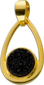 Achat Anhänger Gelbgold vergoldet schwarze Druse 3.8ct.
