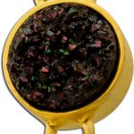 Achat Anhänger Gelbgold vergoldet schwarze Drusen 3.8ct