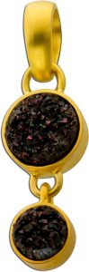 Achat Anhänger Gelbgold vergoldet schwarze Drusen 3.8ct