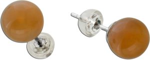 Mondstein Ohrstecker Silber 925 hellbraune Kugeln 7.80ct