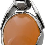Mondstein Anhänger Silber 925 orangener Edelstein 6ct.