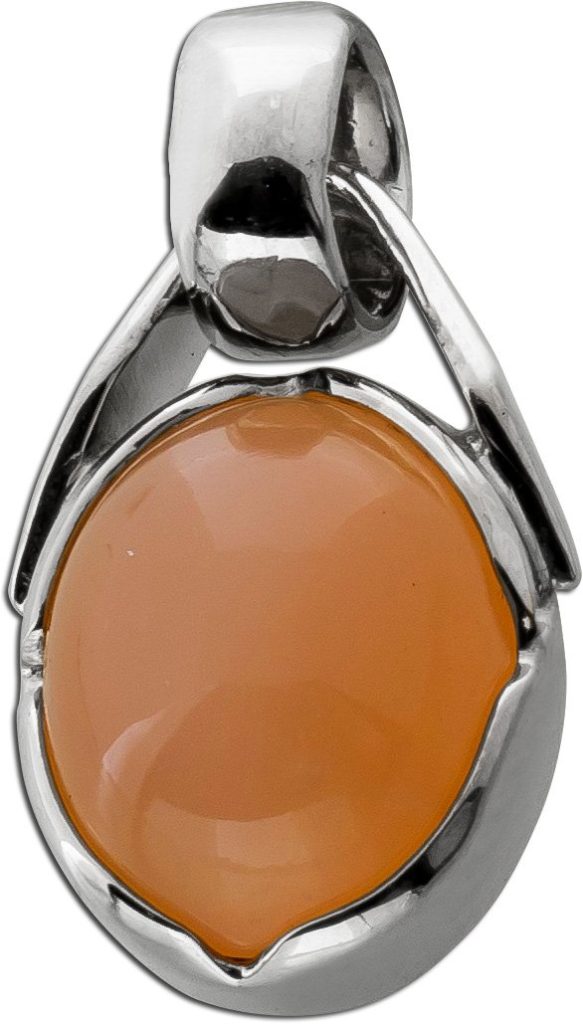 Mondstein Anhänger Silber 925 orangener Edelstein 6ct.