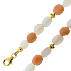 Mondstein Armband Gelbgold vergoldet bunte Nuggets 7-9mm