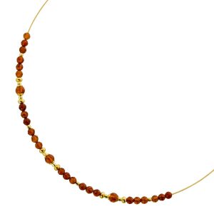 Granat Halsreif Gelbgold vergoldet orange-cognac Natur Edelsteine
