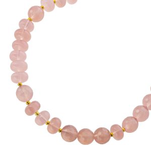 Chalcedon Kette Gelbgold vergoldet rose Natur Edelstein Kugeln