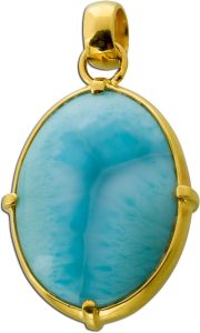 Larimar Anhänger Gelbgold vergoldet hellblauer Edelstein 51ct