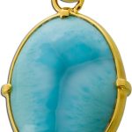 Larimar Anhänger Gelbgold vergoldet hellblauer Edelstein 51ct