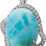 Larimar Anhänger Silber 925 blauer Edelstein18.2ct weiße Topase