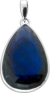 Labradorit Anhänger Silber 925 blauer Tropfen Edelstein 30ct